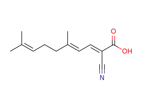 Molecular Structure of 1856-67-3 (2-cyano-5,9-dimethyl-deca-2,4,8-trienoic acid)