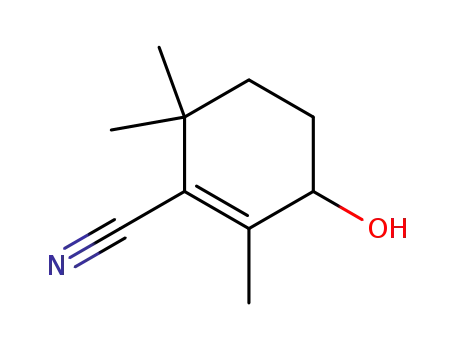 Molecular Structure of 145106-79-2 (3-Hydroxy-2,6,6-triMethyl-1-cyclohexene-1-carbonitrile)