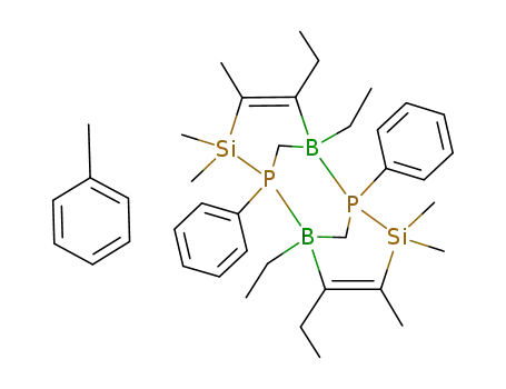Molecular Structure of 114182-21-7 (dimeric (P-B)<sup>(2)</sup>-4,5-diethyl-1,2,5,6-tetrahydro-2,2,3-trimethyl-1-phenyl-1,2,5-phosphasilaborine * toluene)