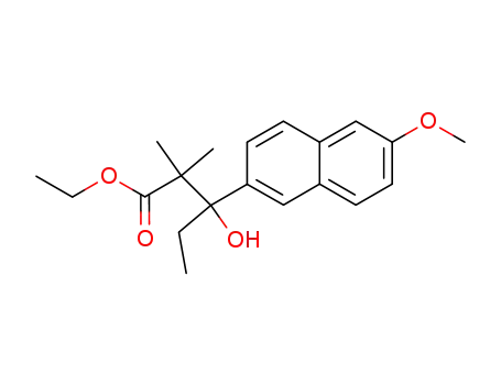 Molecular Structure of 85536-81-8 (Ethyl beta-ethyl-beta-hydroxy-6-methoxy-alpha,alpha-dimethylnaphthalene-2-propionate)