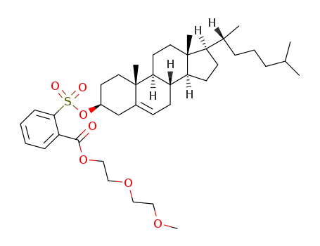 Molecular Structure of 888021-88-3 (2-[(3S,8S,9S,10R,13R,14S,17R)-17-((R)-1,5-Dimethyl-hexyl)-10,13-dimethyl-2,3,4,7,8,9,10,11,12,13,14,15,16,17-tetradecahydro-1H-cyclopenta[a]phenanthren-3-yloxysulfonyl]-benzoic acid 2-(2-methoxy-ethoxy)-ethyl ester)