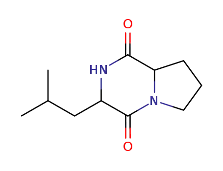 Molecular Structure of 5654-86-4 (3-Isobutyl-2,3,6,7,8,8a-hexahydropyrrolo[1,2-a]pyrazine-1,4-dione)