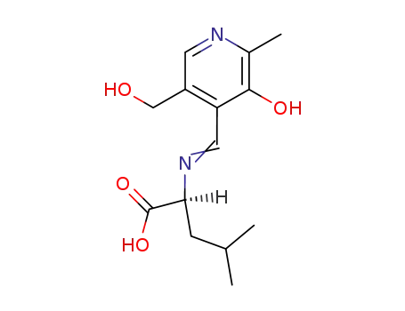 Molecular Structure of 13933-97-6 (L-Leucine,
N-[[3-hydroxy-5-(hydroxymethyl)-2-methyl-4-pyridinyl]methylene]-)