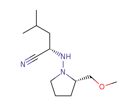 Molecular Structure of 631921-56-7 (Pentanenitrile,
2-[[(2S)-2-(methoxymethyl)-1-pyrrolidinyl]amino]-4-methyl-, (2S)-)