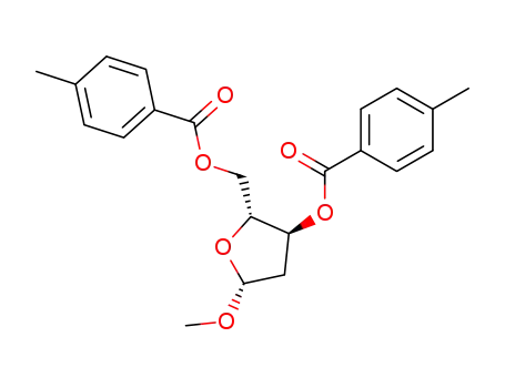 Molecular Structure of 78185-65-6 (1-O-methyl-2-deoxy-3,5-di-O-(p-toluoyl)-β-D-erythro-pentofuranose)