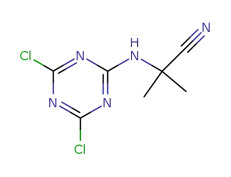Molecular Structure of 32889-46-6 (2-[(4,6-dichloro-1,3,5-triazin-2-yl)amino]-2-methylpropiononitrile)