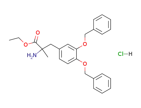 Molecular Structure of 84713-76-8 (2-Amino-3-(3,4-bis-benzyloxy-phenyl)-2-methyl-propionic acid ethyl ester; hydrochloride)