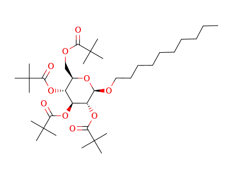 Molecular Structure of 225641-96-3 (decyl 2,3,4,6-tetra-O-pivaloyl-β-D-glucopyranoside)