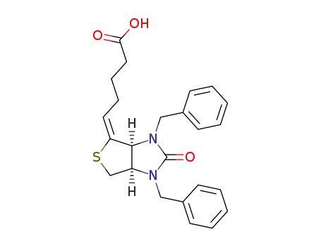 Molecular Structure of 324012-42-2 ((3aS,6aR)-1,3-Dibenzyltetrahydro-1H-thieno[3,4-d]imidazole-2(3H)-one-4-ylidenepentanoic acid)