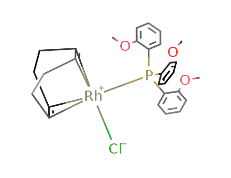Molecular Structure of 102844-63-3 (chlorido(η-cycloocta-1,5-diene)[tris(2-methoxyphenyl)phosphine]rhodium)