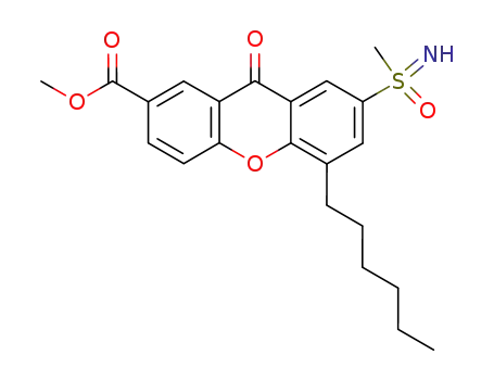 Molecular Structure of 58762-16-6 (methyl 5-hexyl-7-(S-methylsulphonimidoyl)-9-oxo-9H-xanthene-2-carboxylate)