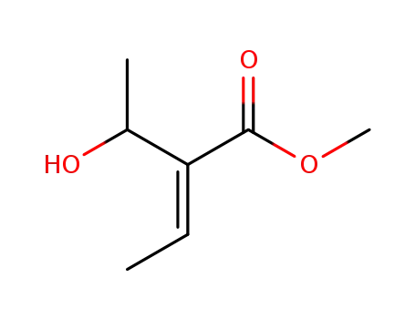 Molecular Structure of 143140-68-5 (2-Butenoic acid, 2-(1-hydroxyethyl)-, methyl ester, (2E)-)