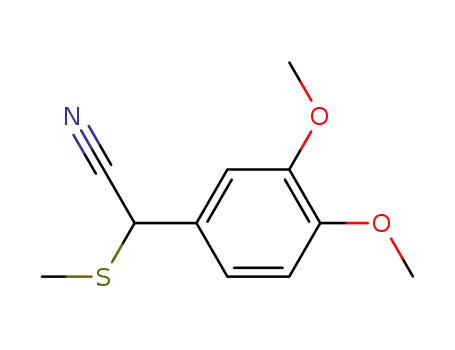 Molecular Structure of 84784-38-3 (α-(3,4-dimethoxyphenyl)-α-(methylthio)acetonitrile)