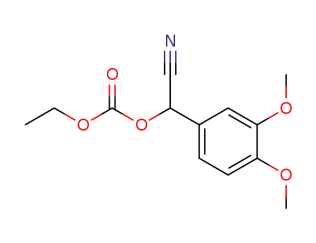 Molecular Structure of 6443-67-0 (3,4-dimethoxy-α-ethoxycarbonyloxybenzyl cyanide)