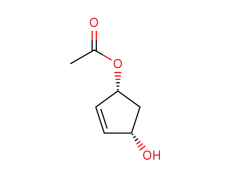 Molecular Structure of 61740-26-9 (cis-3-acetoxy-5-hydroxycyclopent-1-ene)