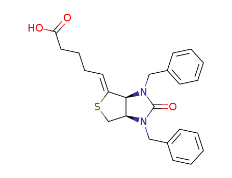 Molecular Structure of 452100-87-7 ((3aS,4Z,6aR)-5-{hexahydro-1,3-dibenzyl-2-oxo-4H-thieno[3,4-d]imidazol-4-ylidene}pentanoic acid)