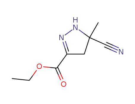 Molecular Structure of 82707-01-5 (5-Cyano-5-methyl-4,5-dihydro-1H-pyrazole-3-carboxylic acid ethyl ester)