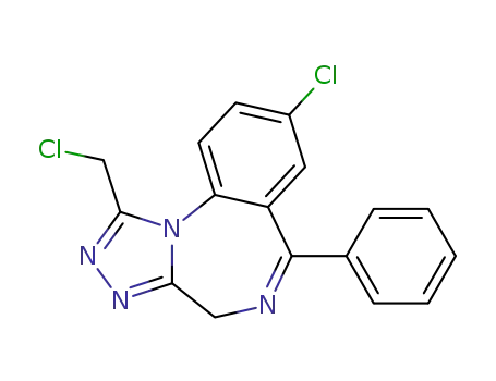 Molecular Structure of 39479-72-6 (8-chloro-1-(chloromethyl)-6-phenyl-4H-s-triazolo<4,3-a><1,4>benzodiazepine)