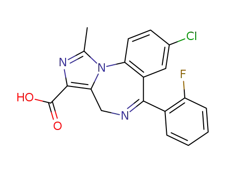 Molecular Structure of 59468-44-9 (8-chloro-6-(o-fluorophenyl)-1-methyl-4H-imidazo[1,5-a][1,4]benzodiazepine-3-carboxylic acid)