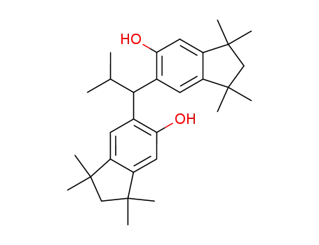 Molecular Structure of 54661-54-0 (6,6'-(2-methylpropylidene)bis[2,3-dihydro-1,1,3,3-tetramethyl-1H-inden-5-ol])
