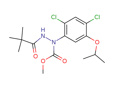 Molecular Structure of 56578-26-8 (1-(2,4-dichloro-5-isopropoxyphenyl)-1-(methoxycarbonyl)-1,2-trimethylacetyl hydrazine)