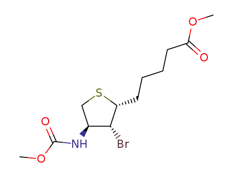 5-<3(R)-Bromo-4(S)-<(methoxycarbonyl)amino>tetrahydrothiophen-2(R)-yl>pentanoic acid methyl ester