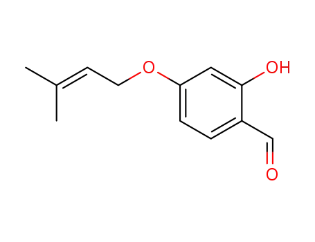 Molecular Structure of 61235-37-8 (Benzaldehyde, 2-hydroxy-4-[(3-methyl-2-butenyl)oxy]-)
