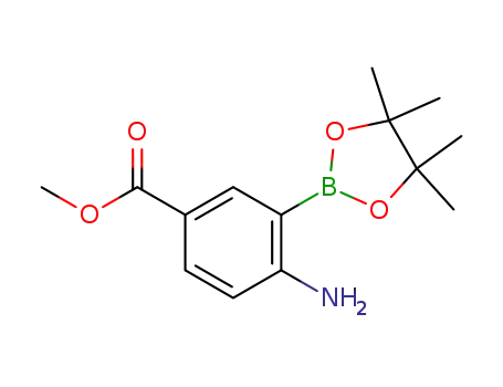 Molecular Structure of 524916-42-5 (4-AMino-3-(4,4,5,5-tetraMethyl-[1,3,2]dioxaborolan-2-yl)-benzoic acid Methyl ester)