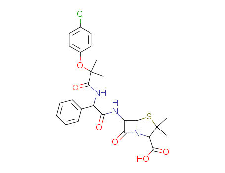 4-Thia-1-azabicyclo[3.2.0]heptane-2-carboxylicacid,6-[[(2R)-2-[[2-(4-chlorophenoxy)-2-methyl-1-oxopropyl]amino]-2-phenylacetyl]amino]-3,3-dimethyl-7-oxo-,(2S,5R,6R)-