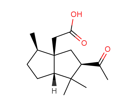 Molecular Structure of 142864-21-9 (((3a<i>R</i>)-1.1.4<i>c</i>-trimethyl-2<i>c</i>-acetyl-(6a<i>cH</i>)-hexahydro-3<i>H</i>-pentalenyl-(3a<i>r</i>))-acetic acid)