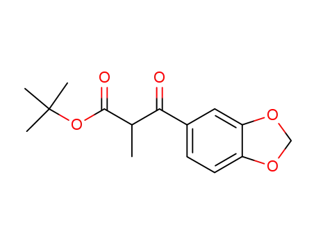 Molecular Structure of 111931-10-3 (3-Benzo[1,3]dioxol-5-yl-2-methyl-3-oxo-propionic acid tert-butyl ester)