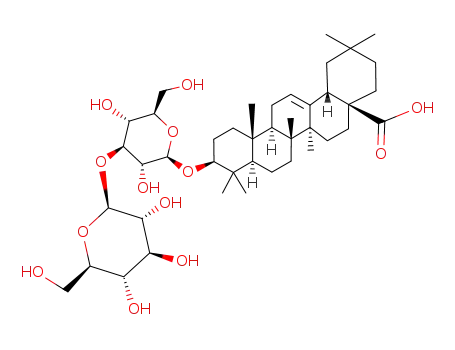 Molecular Structure of 72786-31-3 (Olean-12-en-28-oic acid,3-[(3-O-&acirc;-D-glucopyranosyl-&acirc;-Dglucopyranosyl) oxy]-,(3&acirc;)- )