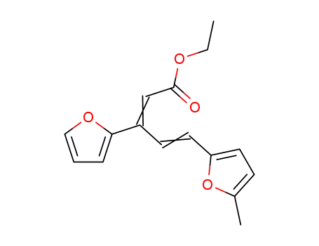 Molecular Structure of 89864-45-9 (2,4-Pentadienoic acid, 3-(2-furanyl)-5-(5-methyl-2-furanyl)-, ethyl ester,
(E,E)-)