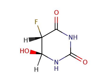Molecular Structure of 93713-25-8 (2,4(1H,3H)-Pyrimidinedione,5-fluorodihydro-6-hydroxy-,trans-(9CI))