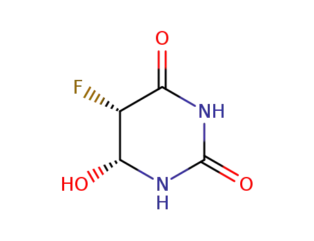 Molecular Structure of 93713-26-9 (2,4(1H,3H)-Pyrimidinedione,5-fluorodihydro-6-hydroxy-,cis-(9CI))