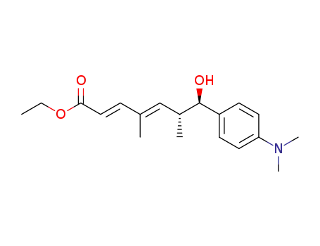 Molecular Structure of 934246-98-7 ((2E,4E,6R,7R)-ethyl7-(4-(dimethylamino) phenyl)-7-hydroxy-4,6-dimethylhepta-2,4-dienoate)