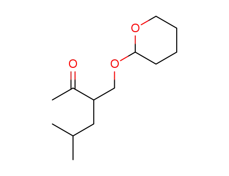 Molecular Structure of 1346909-30-5 (5-methyl-3-(((tetrahydro-2H-pyran-2-yl)oxy)methyl)hexan-2-one)