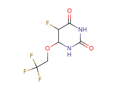 Molecular Structure of 59894-45-0 (2,4(1H,3H)-Pyrimidinedione, 5-fluorodihydro-6-(2,2,2-trifluoroethoxy)-)