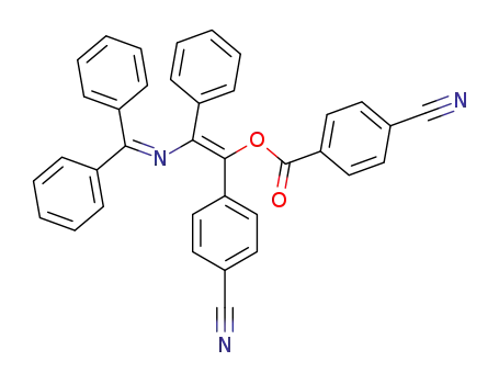 Molecular Structure of 180590-34-5 (Benzoic acid, 4-cyano-,
1-(4-cyanophenyl)-2-[(diphenylmethylene)amino]-2-phenylethenyl ester,
(E)-)