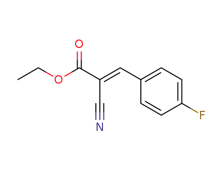 Molecular Structure of 50737-52-5 (2-Propenoic acid, 2-cyano-3-(4-fluorophenyl)-, ethyl ester, (2E)-)