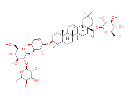 Molecular Structure of 101020-99-9 (Olean-12-en-28-oicacid, 3-[(O-6-deoxy-a-L-mannopyranosyl-(1®2)-O-b-D-glucopyranosyl-(1®3)-a-L-arabinopyranosyl)oxy]-, b-D-glucopyranosyl ester, (3b)- (9CI))