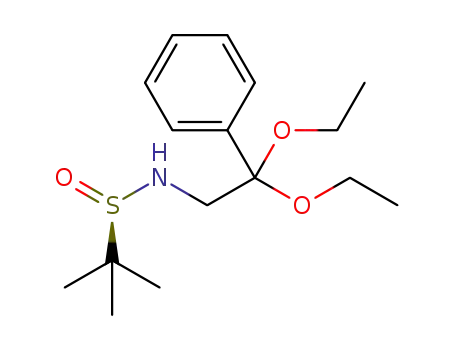 Molecular Structure of 1386376-71-1 ((R)-N-tert-butanesulfinyl 2,2-diethoxy-2-phenylethylamine)