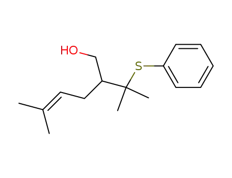 Molecular Structure of 79399-35-2 (5-methyl-2(1'-methyl-1'-phenylthioethyl)hept-4-en-1-ol)