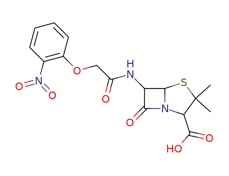 Molecular Structure of 29603-66-5 (6β-[2-(2-nitro-phenoxy)-acetylamino]-penicillanic acid)