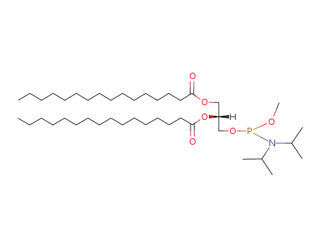 Molecular Structure of 496808-59-4 (Hexadecanoic acid (R)-2-(diisopropylamino-methoxy-phosphanyloxy)-1-hexadecanoyloxymethyl-ethyl ester)