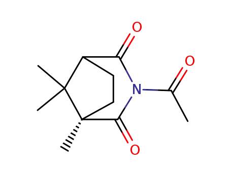 Molecular Structure of 74407-93-5 ((R)-3-Acetyl-1,8,8-trimethyl-3-aza-bicyclo[3.2.1]octane-2,4-dione)