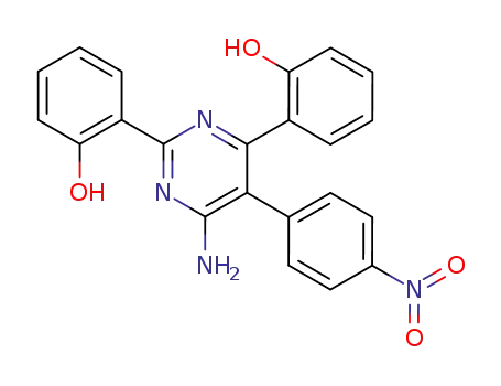 Molecular Structure of 107001-37-6 (2,6-Bis(2-hydroxyphenyl)-5-(4-nitrophenyl)pyrimidin-4-amin)