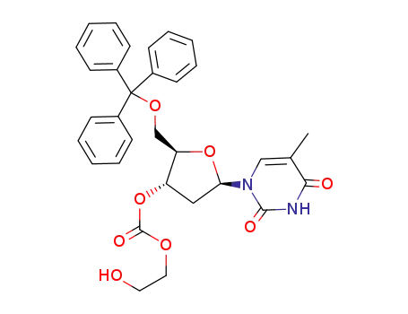 Molecular Structure of 79258-32-5 (3'-O-(2-hydroxy)ethoxycarbonyl-5'-O-tritylthymidine)
