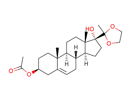 Molecular Structure of 19699-74-2 (3β-acetoxy-20,20-ethanediyldioxy-pregn-5-en-17-ol)