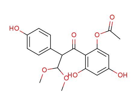 Molecular Structure of 148356-61-0 (1-(2-acetoxy-4,6-dihydroxyphenyl)-3,3-dimethoxy-2-(4-hydroxyphenyl)propan-1-one)